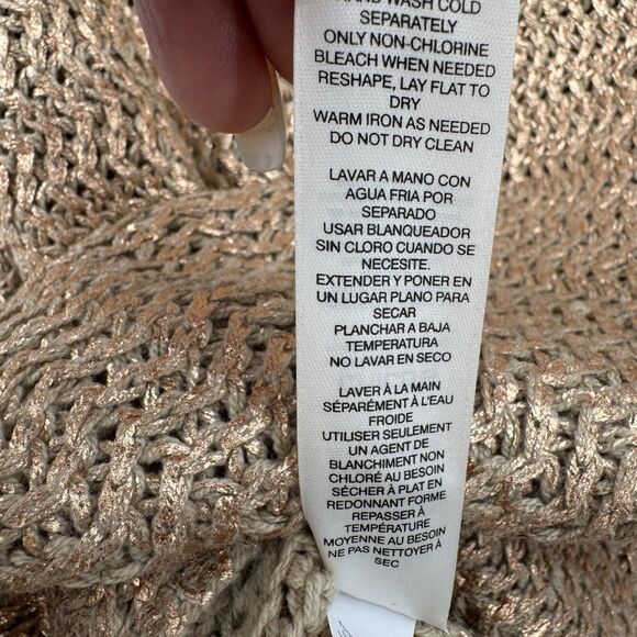 Chicos 2 Rose Gold Metallic Sweater Knit Womens L Old Money Elegant Summer Tunic - Picture 10 of 12